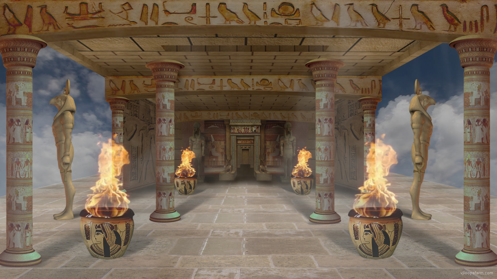 Egyptian Temple of Fire and The Gods – VJ Loop