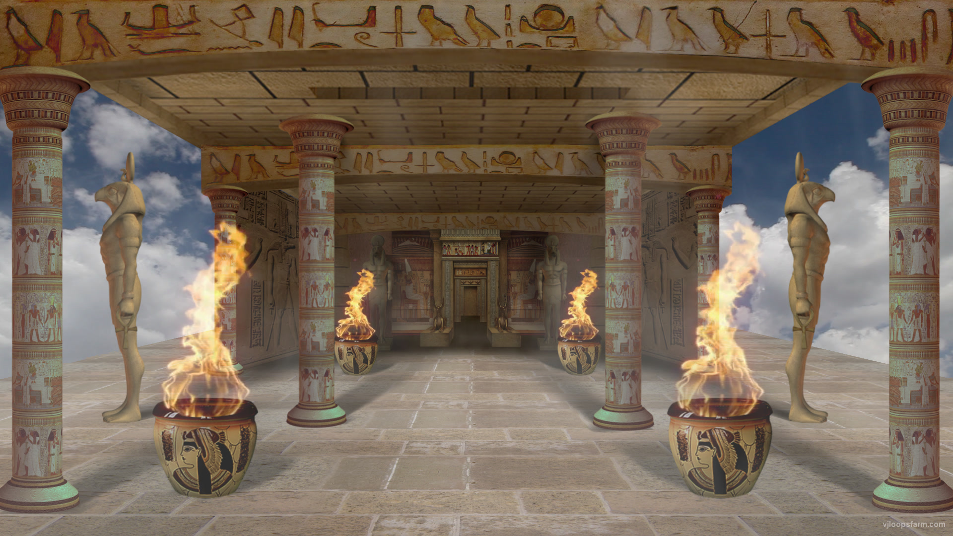 Egyptian Temple of Fire and The Gods – VJ Loop
