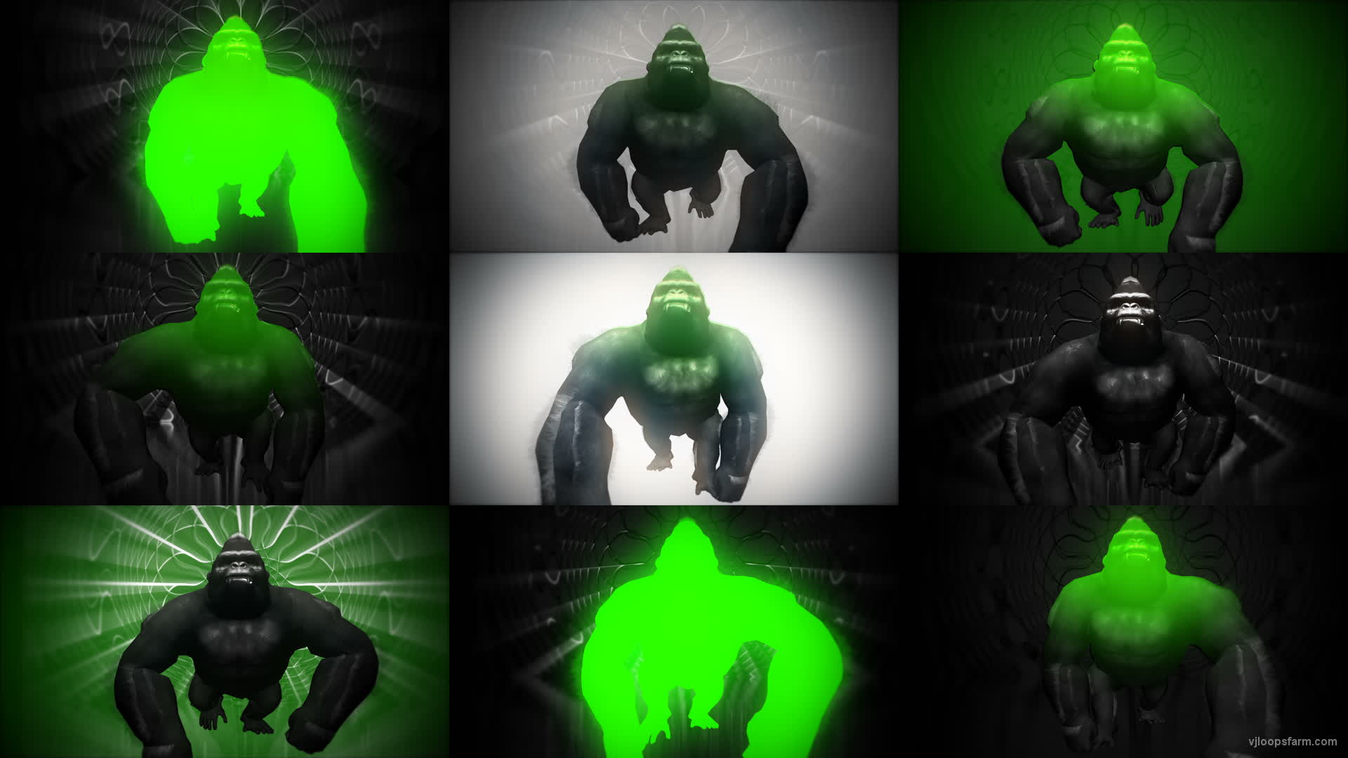 Green Sparkles of Angry Gorilla HD VJ Loop