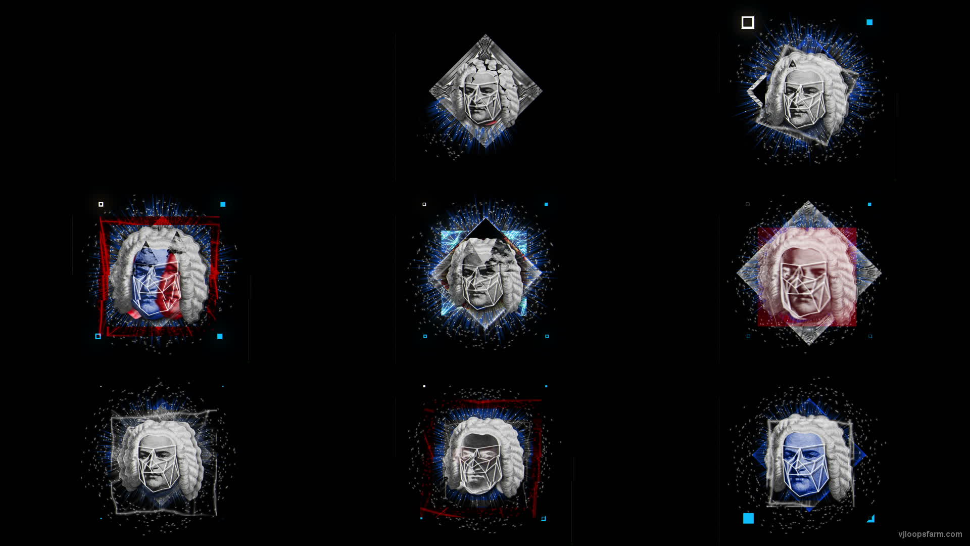 Blue Sebastian Bach Face mask motion graphics vj dj art vj loop