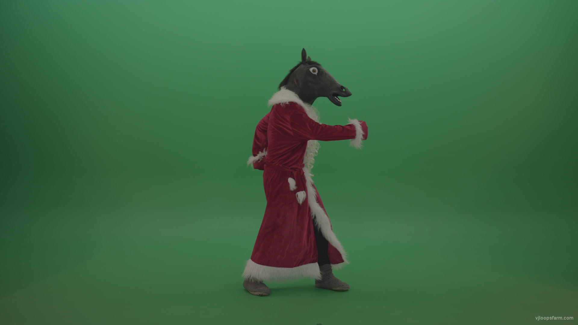 Horse head Santa Claus dancing – 4K Green Screen VJ Footage