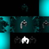 3D-animation-Gorilla-Trio-cyan-Strobing-background-VJ-Loop-LIMEART VJ Loops Farm