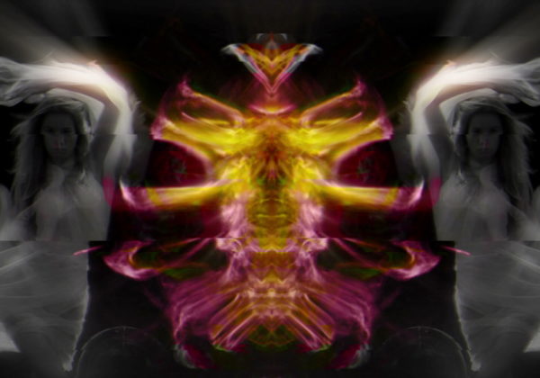 vj video background Dual-Eva-Glitch-Spirit-dancing-on-fiery-effect-background-1_003