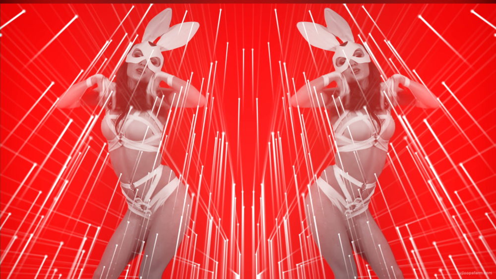 vj video background Dual-Rabbit-costumed-cute-woman-dancing-in-strobing-background-LIMEART-VJ-Loop_003