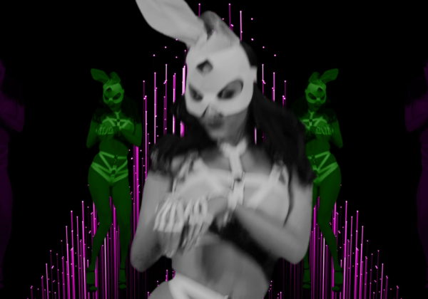 vj video background Multi-Rabbit-costumed-cute-woman-dancing-in-strobing-background-LIMEART-VJ-Loop_003
