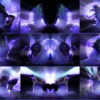 Split-purple-ray-effect-Beautiful-dancer-woman-dance-uses-fans-on-black-background VJ Loops Farm