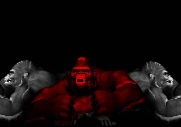 vj video background Three-3D-Gorilla-Smash-on-black-background-VJ-Loop-LIMEART_003