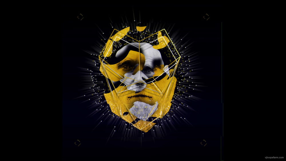 vj video background Yellow-ape-Charles-Darvin-Mask-Face-motion-graphics-vj-loop_003