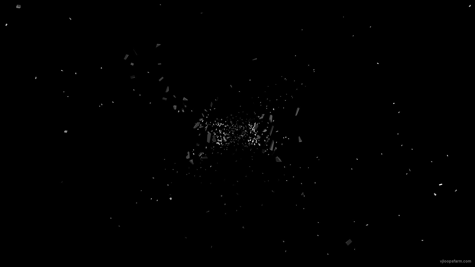 Shattered Danger broken glass falling to the deep space 3D Video Transition VJ Loop