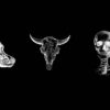 vj video background Three-Head-Skull-Bones-Hallowen-Play-Machine-isolated-on-black-VJ-Loop_003