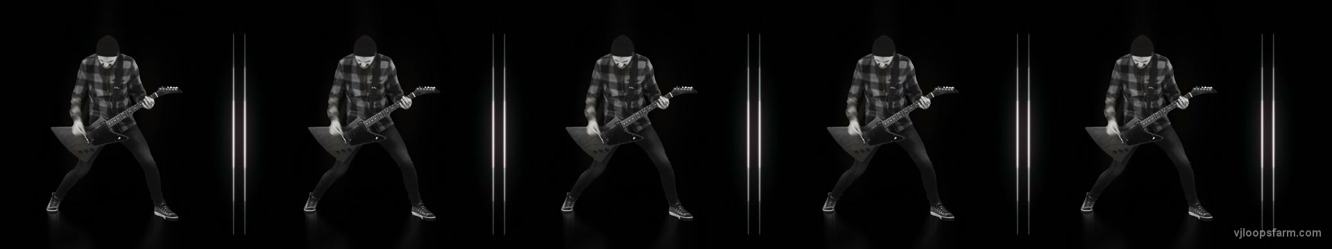 Ultra wide tripple head Rock Man Guitarist strobing visuals Video ARt VJ Footage