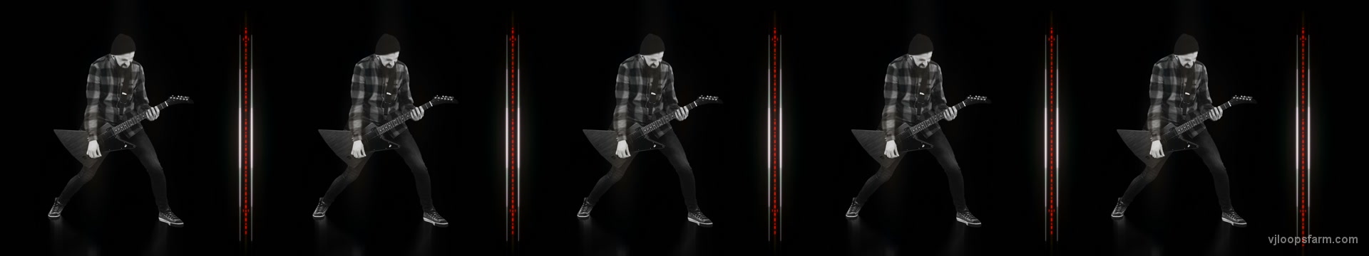 Ultra wide tripple head Rock Man Guitarist strobing visuals Video ARt VJ Footage