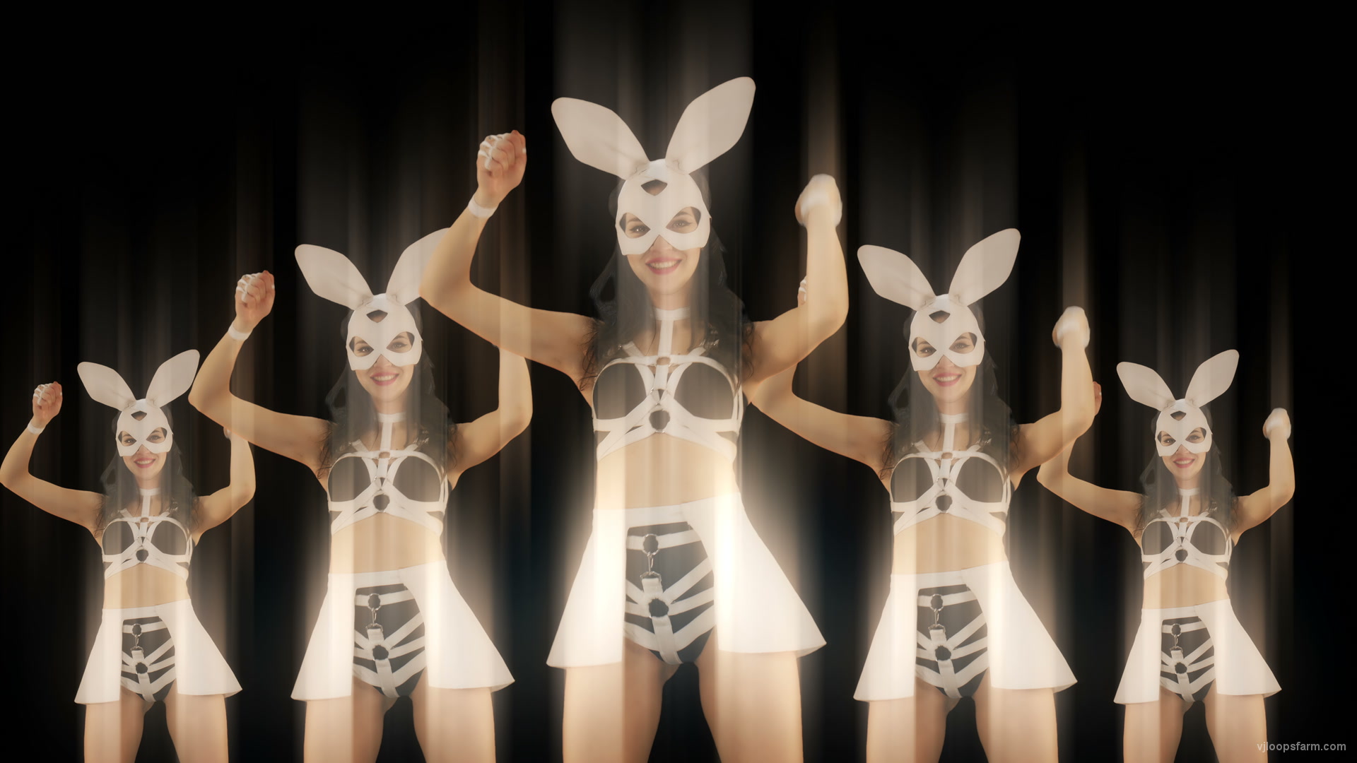 Bunny Girls Team Power Fist Beat Kombat 4K Video Art VJ Loop