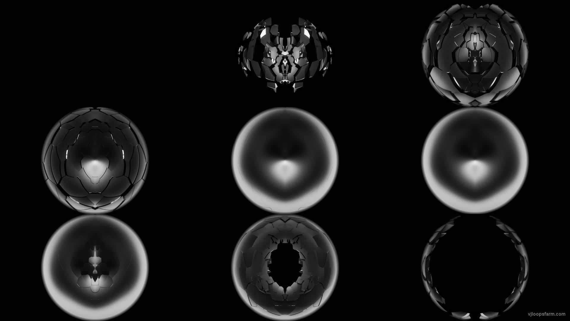 Radial Shield Fragments Sphere Fulldome 4K Video Mapping Loop