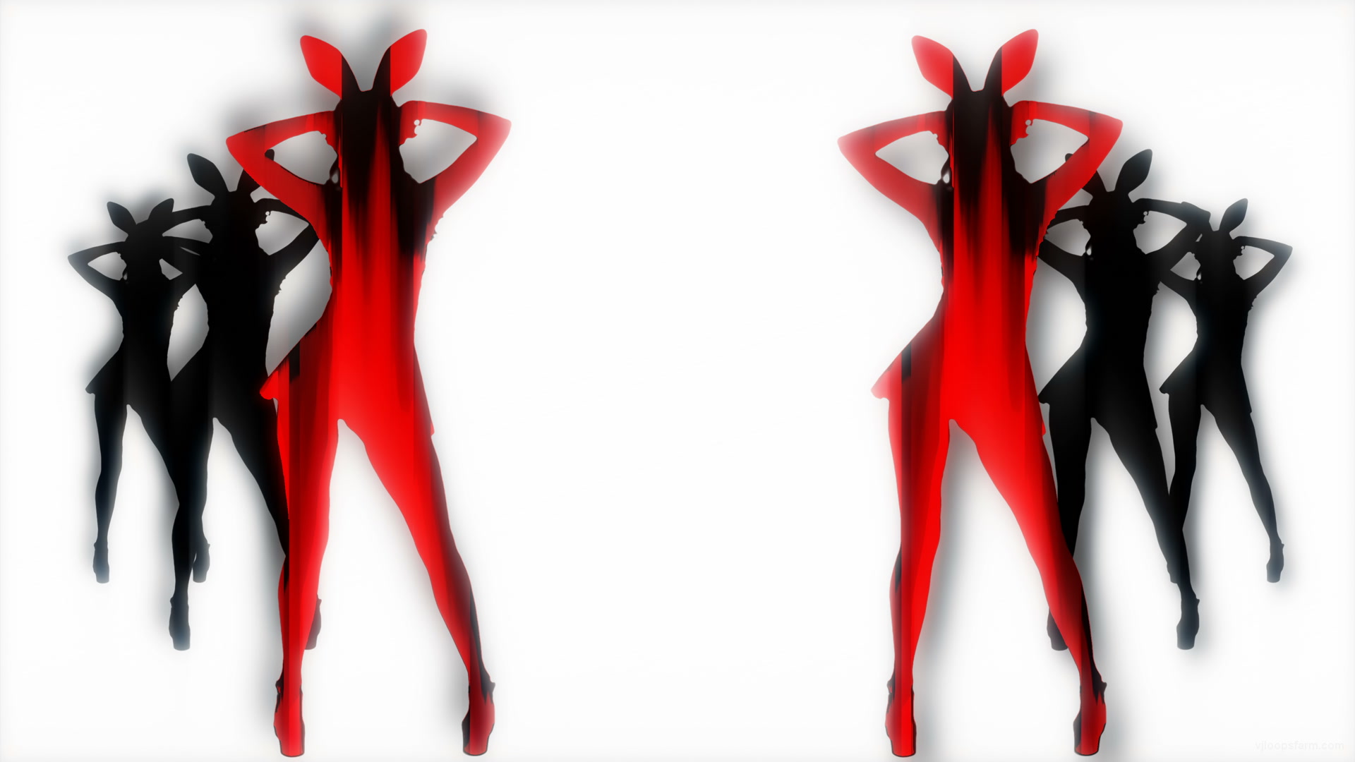 Red Strobe Bunny Girls Bodyguards Side Playboy Rabbit Dance 4K Video Art VJ Loop