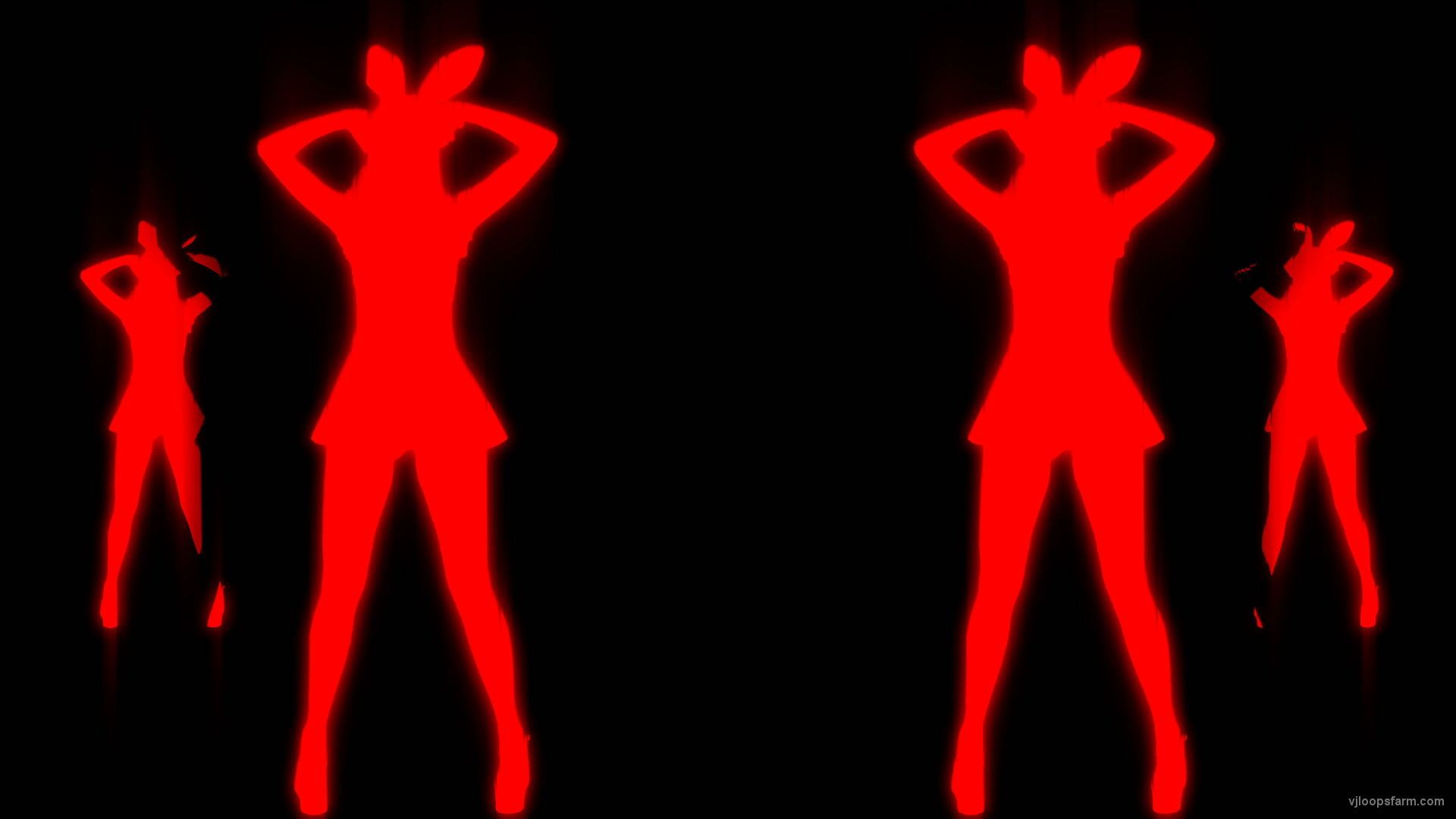 Red Strobe Bunny Girls Bodyguards Side Playboy Rabbit Dance 4K Video Art VJ Loop