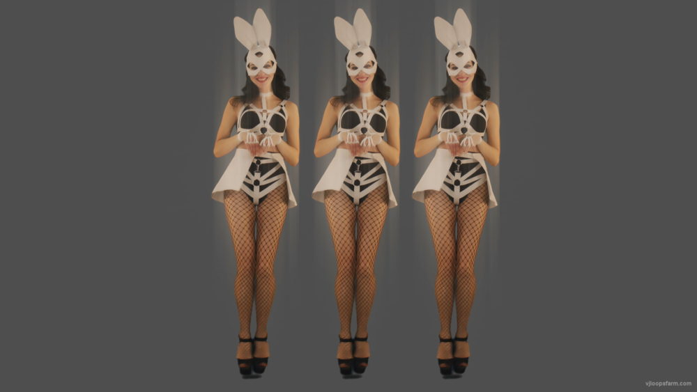 vj video background Red-Triada-Position-Rabbit-Girls-jumping-on-strobing-background-4K-Video-Art-VJ-Loop_003