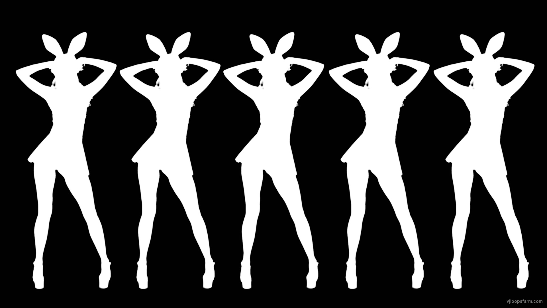 Silhouette Playboy Rabbit Bunny Dancing Girls 4K Video Art VJ Loop Mask