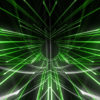 Green rendering of a cogwheel formed tunnel in the black background star needles_vj_loops_Layer