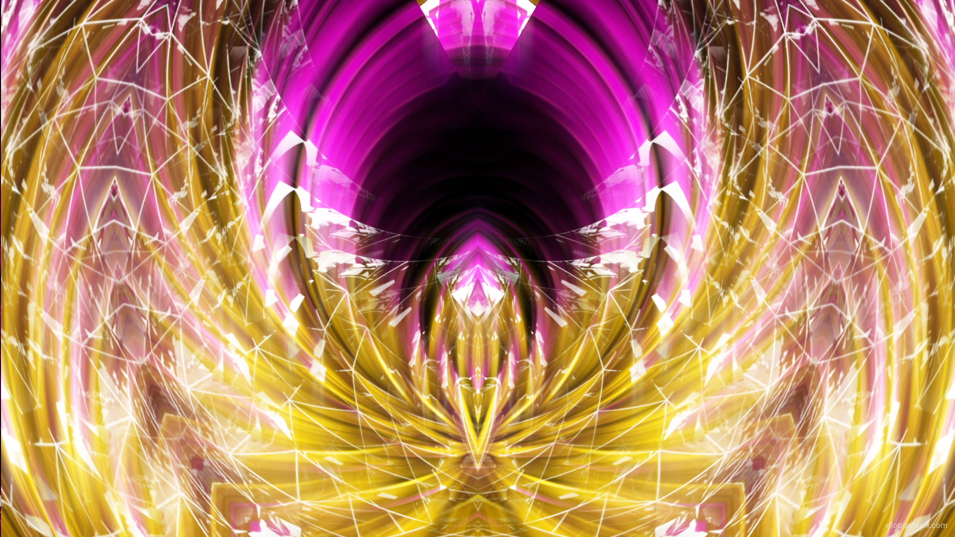 Yellow Wireframe Cyber Egg with Pink Rays Effect Motion Background Video Art VJ Loop