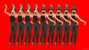 vj video background Beauty-Blonde-Girl-in-Covid-19-black-mask-dancing-on-red-background-4K-Video-Footage-1920_003
