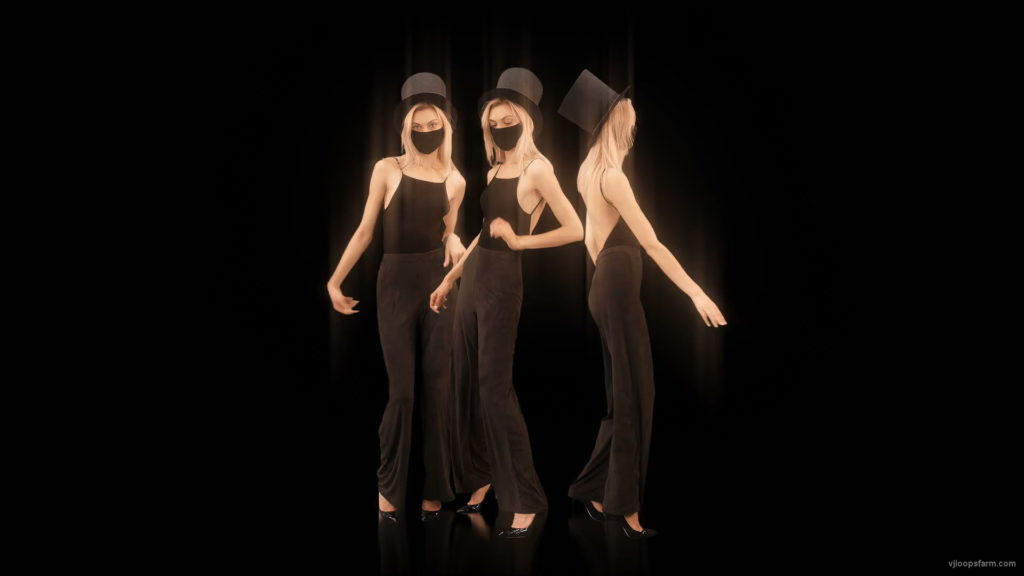Softly-Three-Girls-in-Covid-19-black-mask-dancing-isolated-on-black-background-4K-Video-Art-VJ-Footage-looped-1920_001 VJ Loops Farm