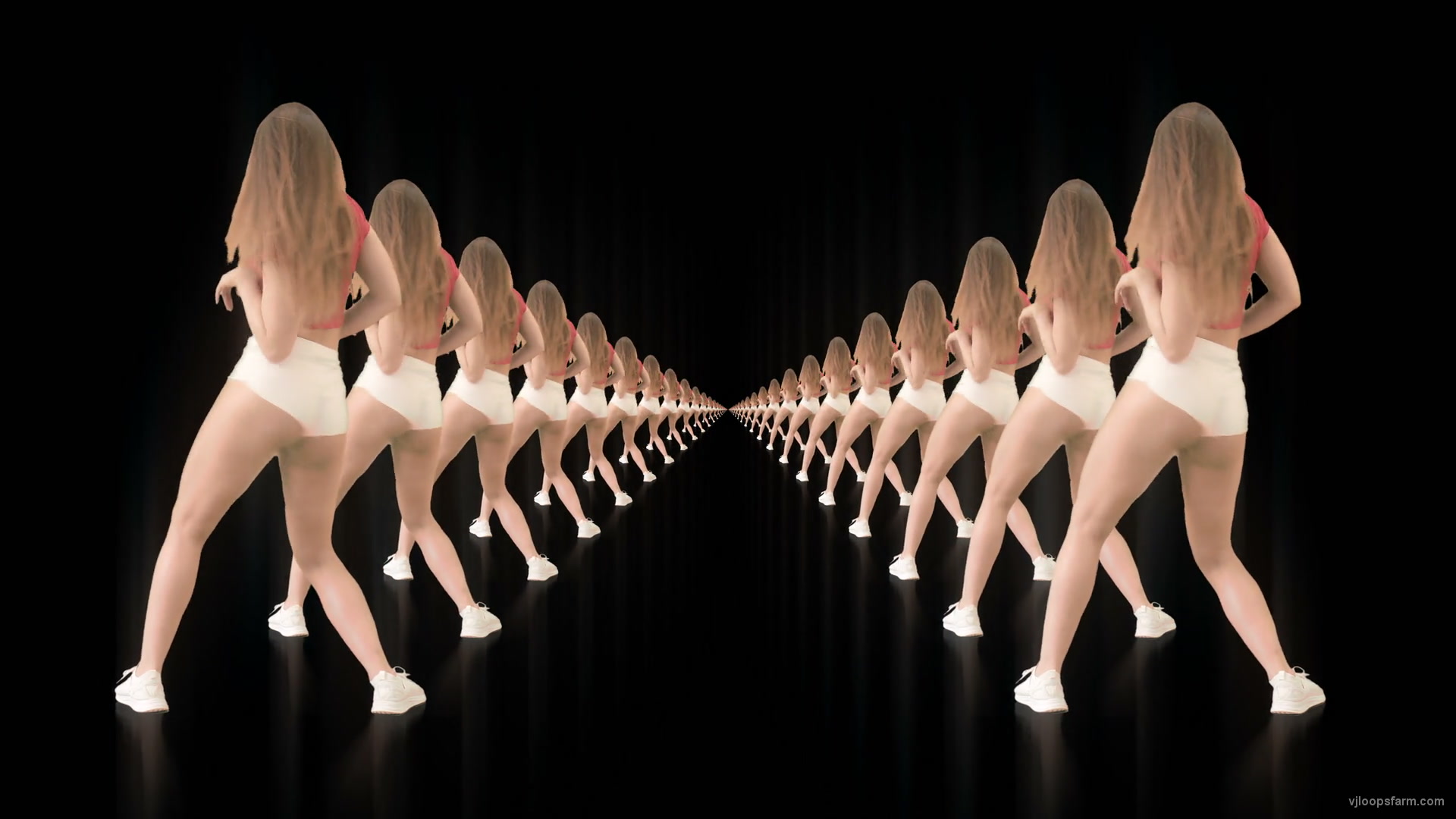 4K Dancing Twerk Girl Tunnel isolated on black background Video Art Vj Loop