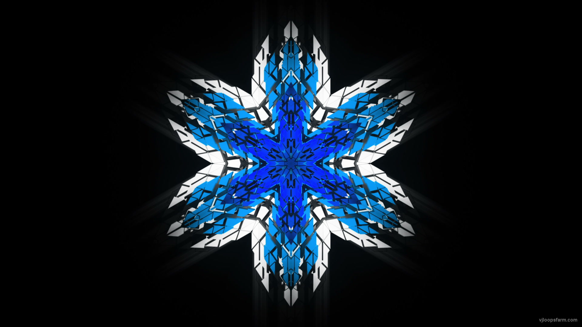 Hexagram 6 point blue star Geometric snowflake Full HD Video Art Symbolic Vj Loop