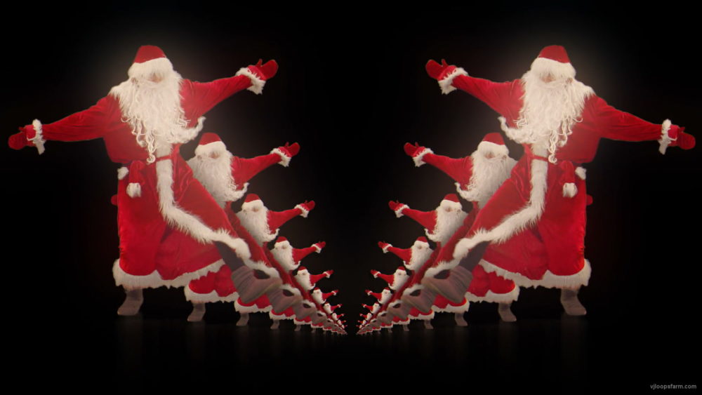 vj video background Happy-santa-claus-dancing-tunnel-through-black-background-VJing-Video-Art-Footage-1920_003