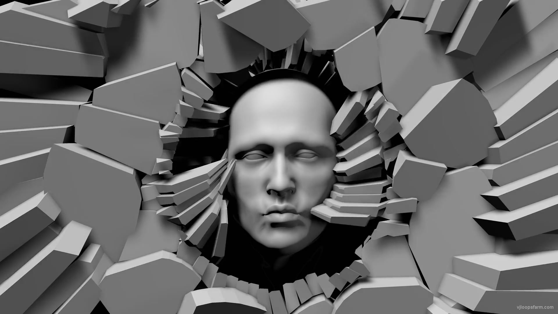 Angry Face Breaks The Wall 3D Animation Mapping Loop