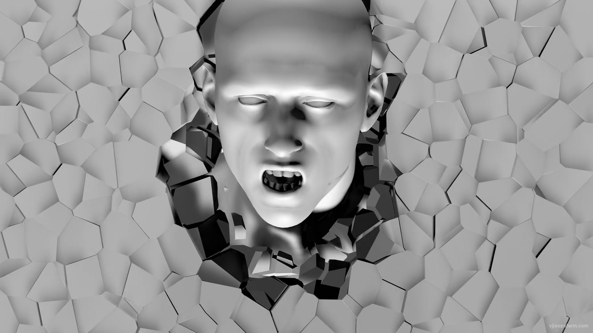 Scream Face Head Mapping on 3D Wall Video Loop