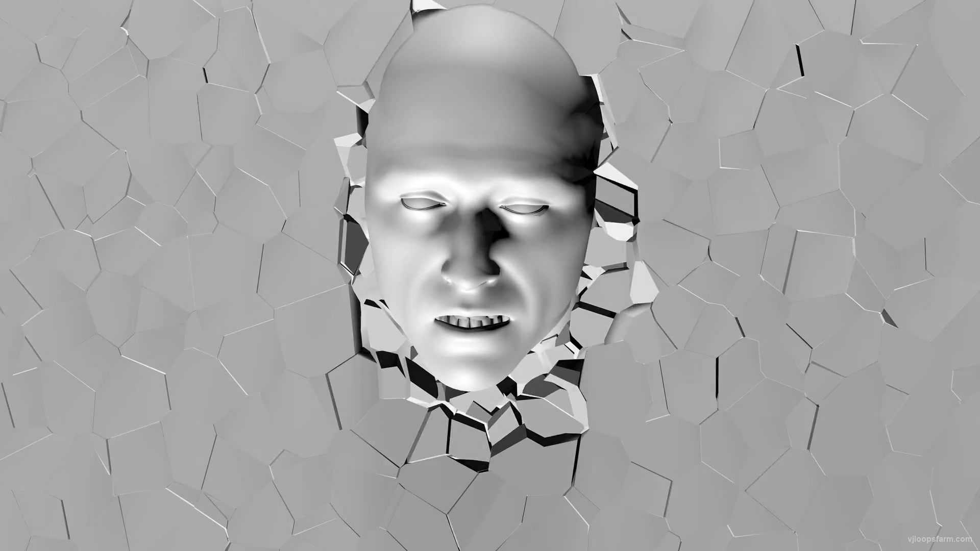 Scream Face Head Mapping on 3D Wall Video Loop