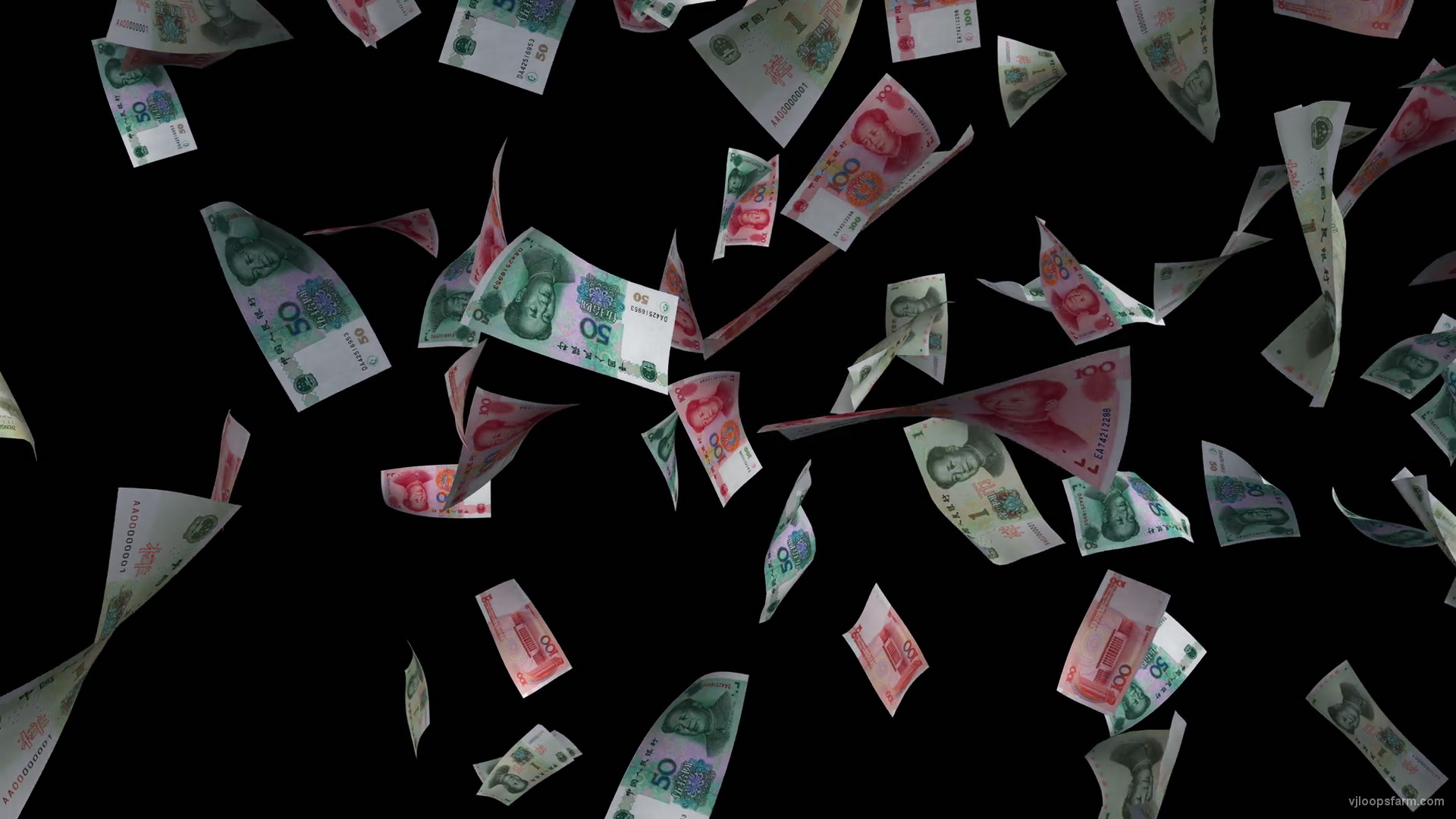 Chinese yuan money rainfall motion background