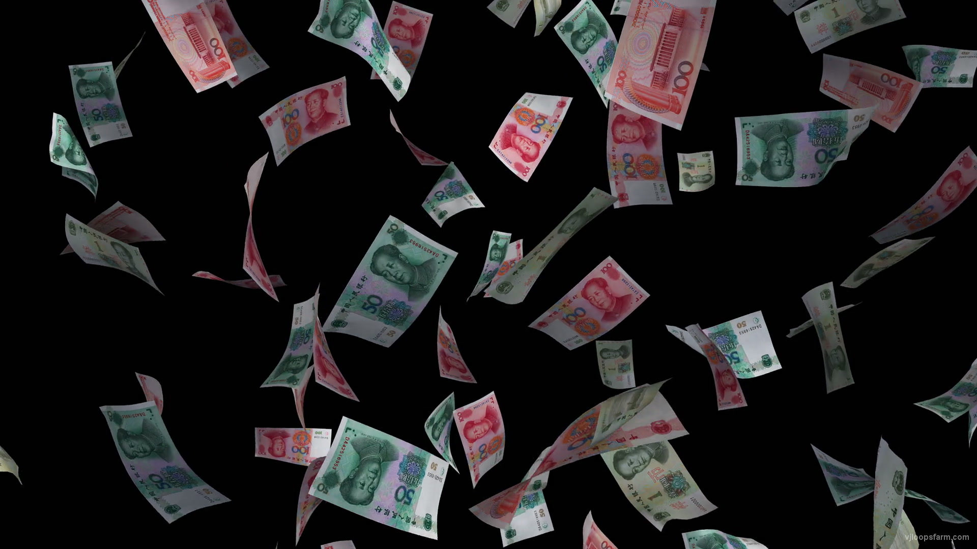 Chinese yuan money rainfall motion background