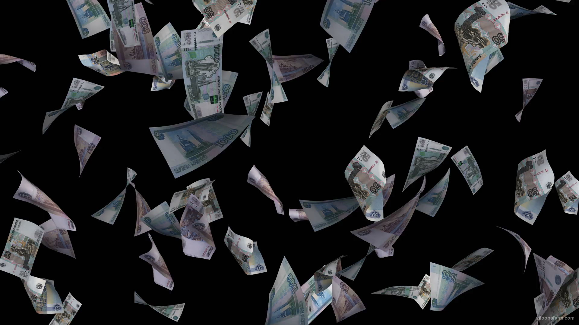 Russian rubles falling down currency animation morion background