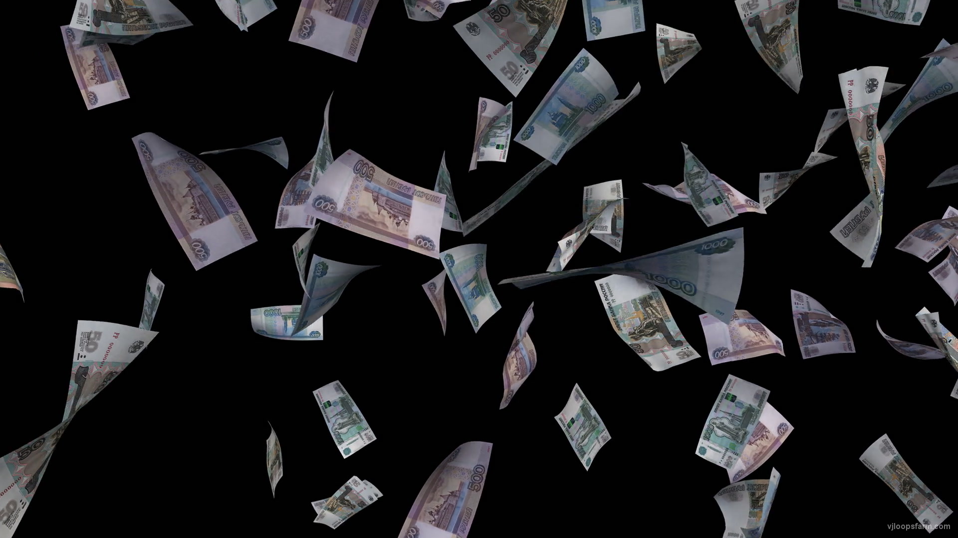 Russian rubles falling down currency animation morion background