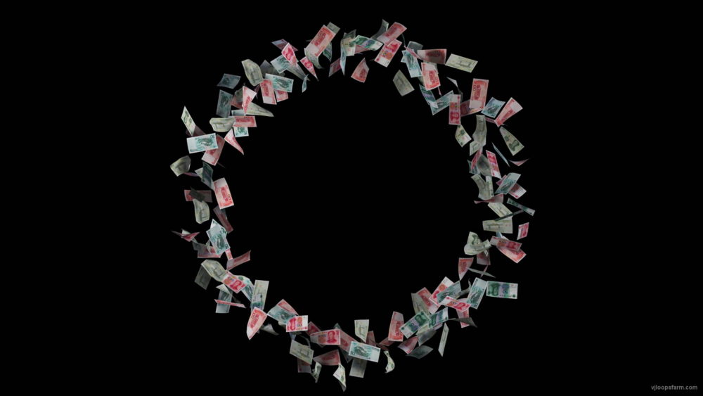 Spinning-circle-of-chinese-yuan-paper-bills-currency-shryjs-1920_009 VJ Loops Farm