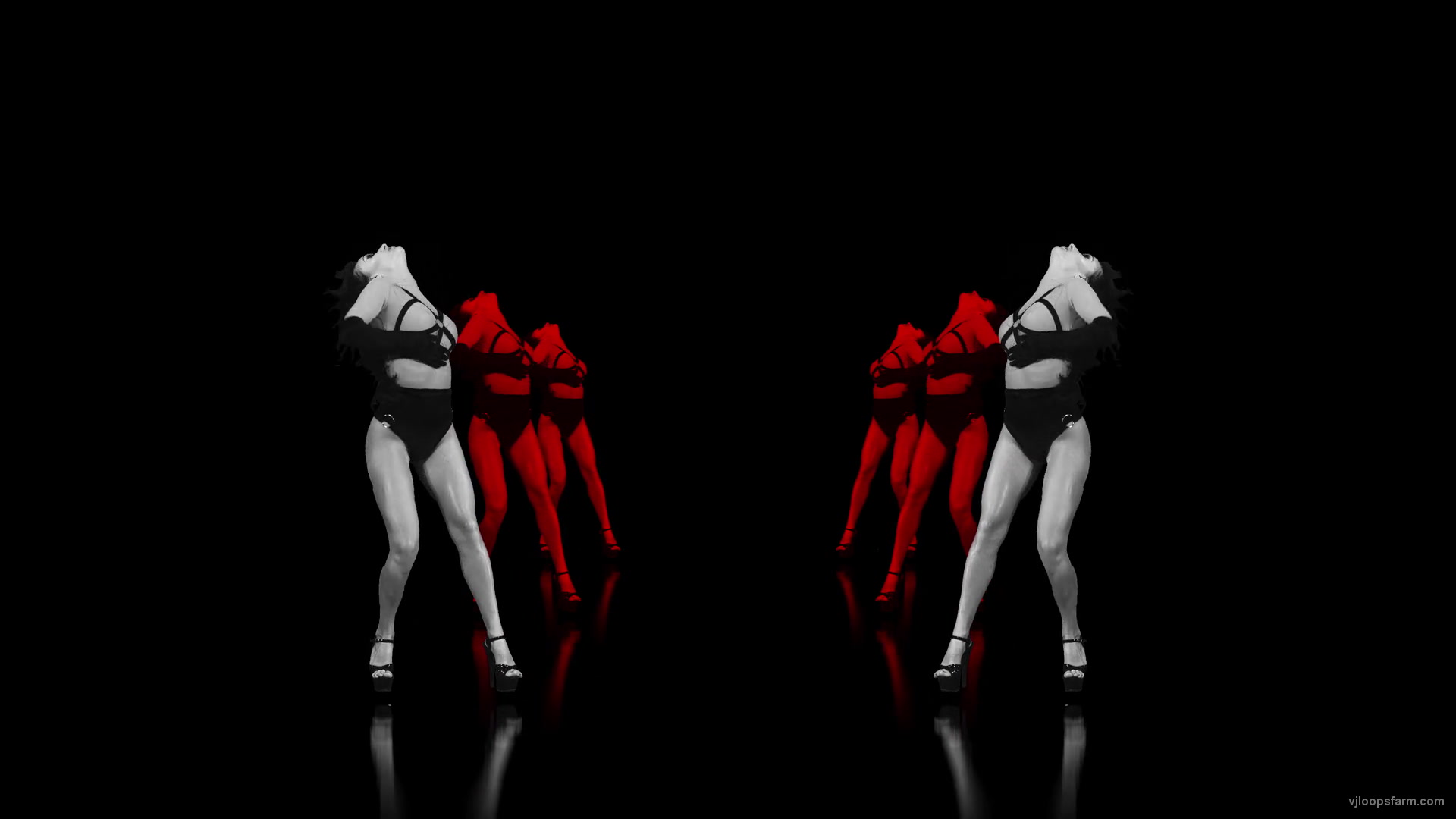 Posing Go Go Girls in RED-BLACK Tunnel effect Video Art VJ Loop
