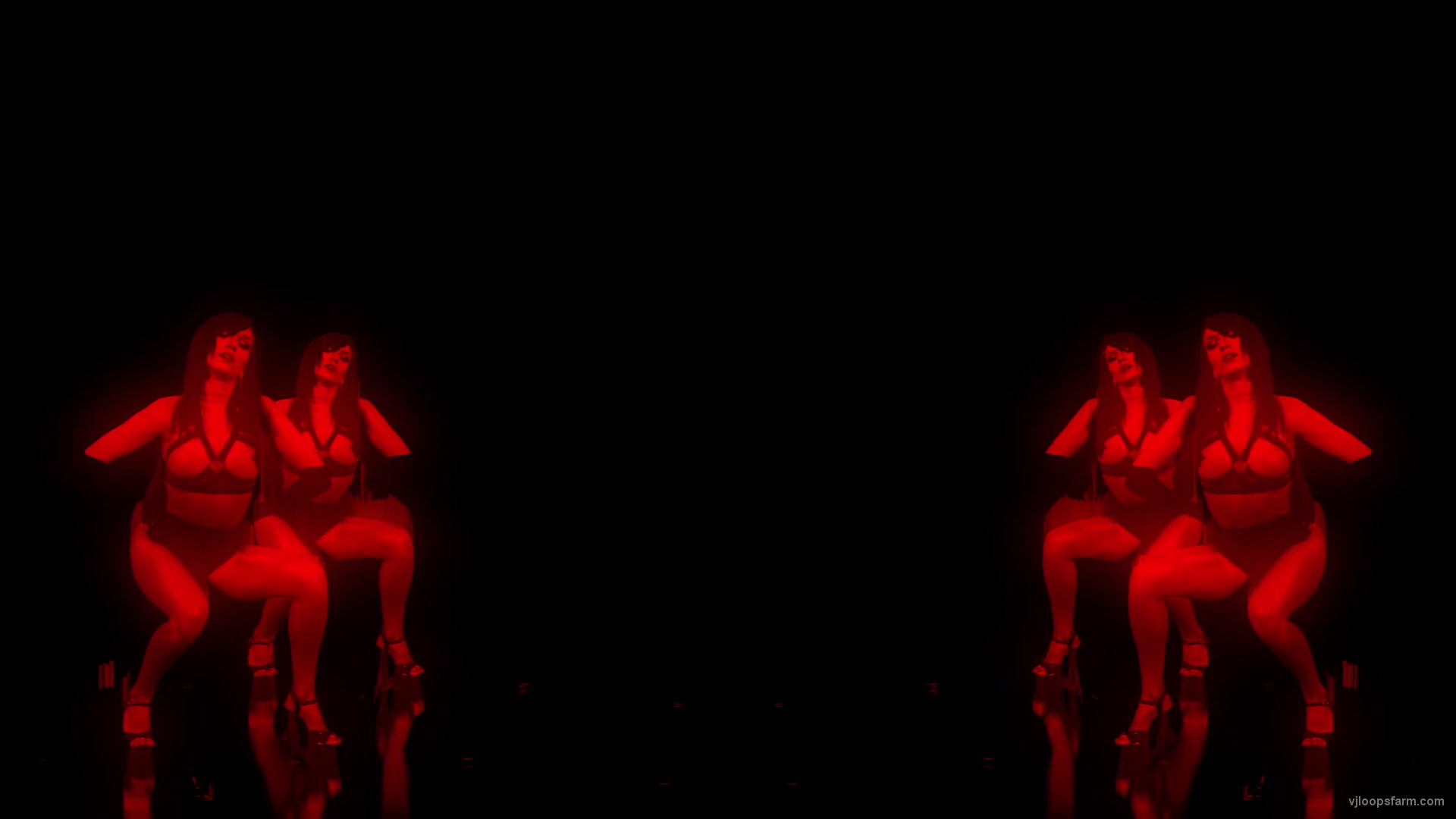 Red Sexy Girl Tunnel isolated on Black Background Video Loop