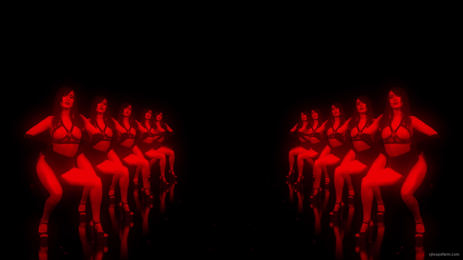 Red Sexy Girl Tunnel isolated on Black Background Video Loop