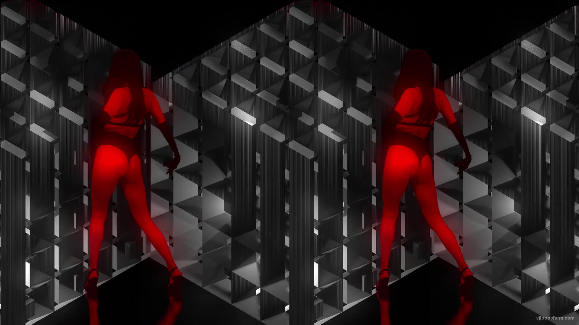 Red sexy double girl on pattern motion background Video VJ Loop