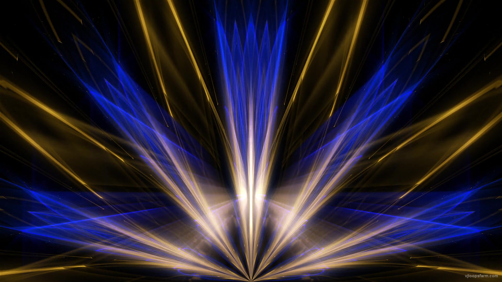 Abstract Sun Flower Flow in Blue-Golden Light Video Art UHD VJ Loop