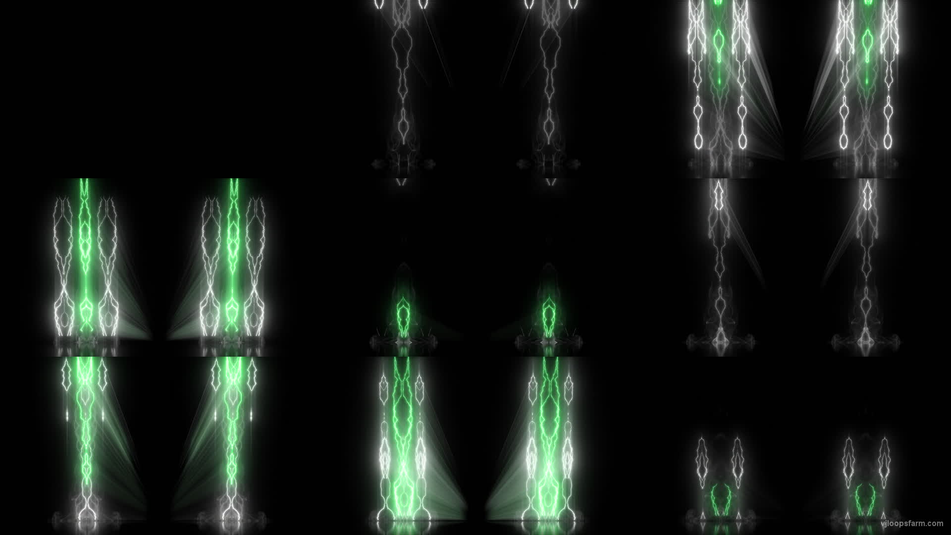 Gnosis Abstract Lightning beats Green Temple Columns Ultra HD Video Art loop VJ Clip