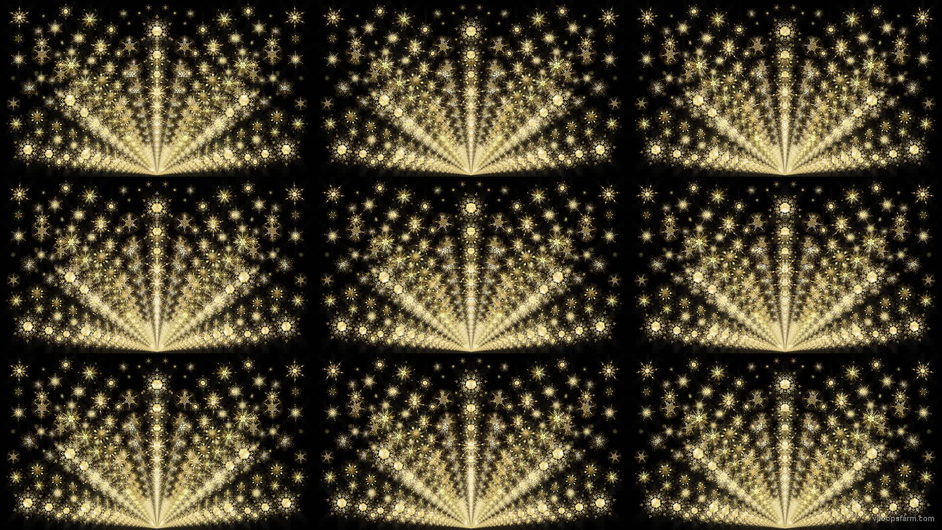 Stage Star Snowflake gold stars Random wall with rays Ultra HD VJ Loop