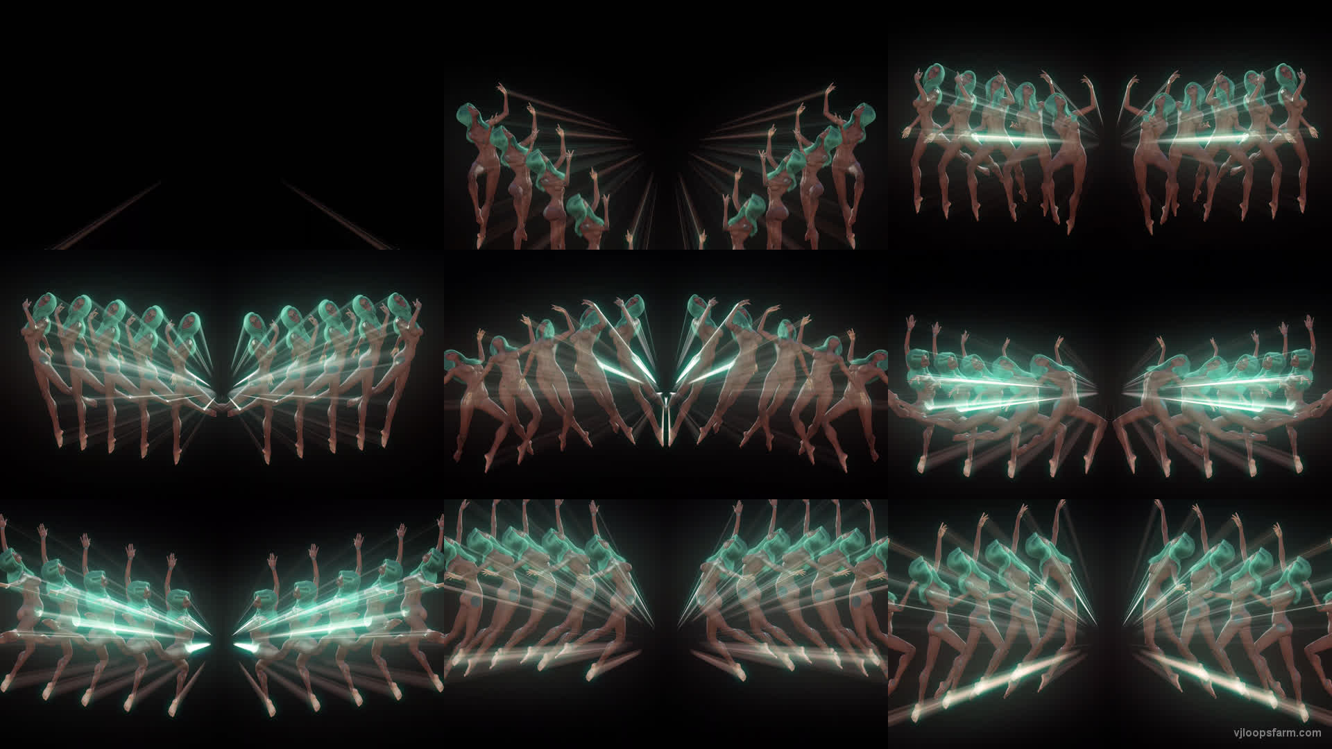 Cyber Femina in Mirror Pattern Wall Dance Alpha Channel VJ Video Loop