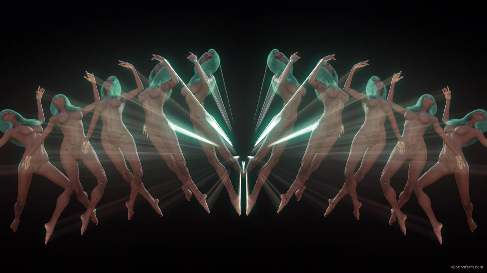 Cyber Femina in Mirror Pattern Wall Dance Alpha Channel VJ Video Loop