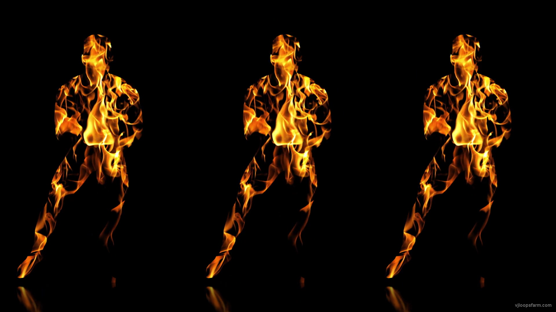 Fire Man Builder Trio on Black Ultra HD Video Art Video VJ Loop