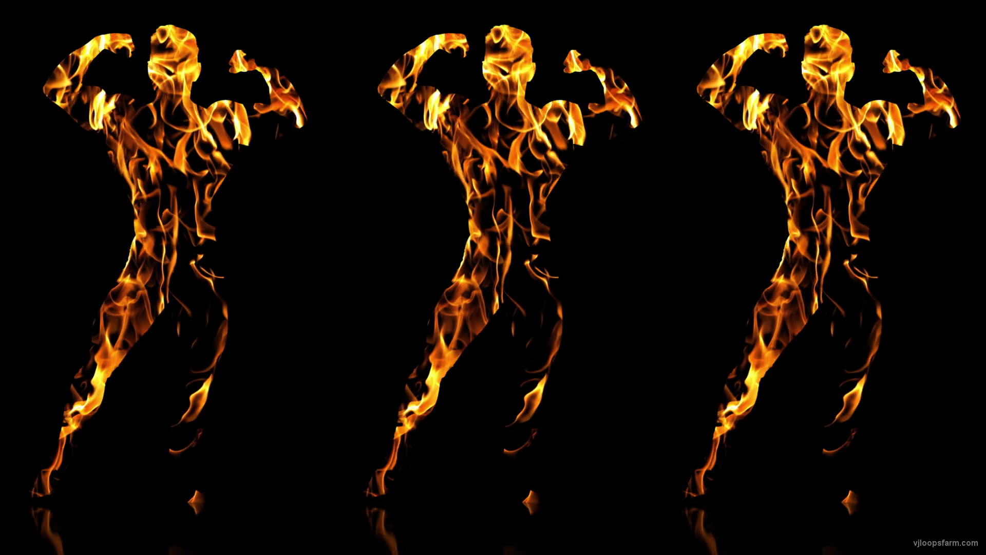 Fire Man Builder Trio on Black Ultra HD Video Art Video VJ Loop