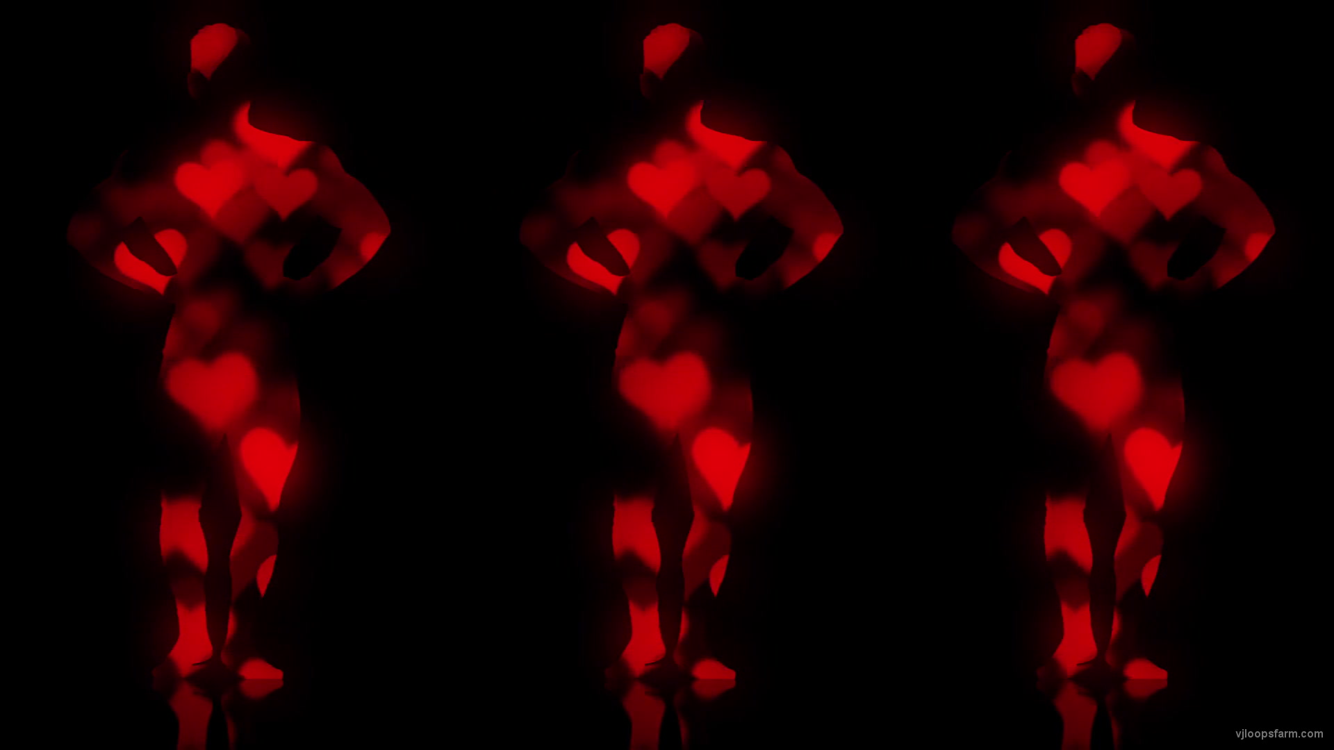 Fire Man Trio Heartbeat on Black Ultra HD Video Art Video VJ Loop