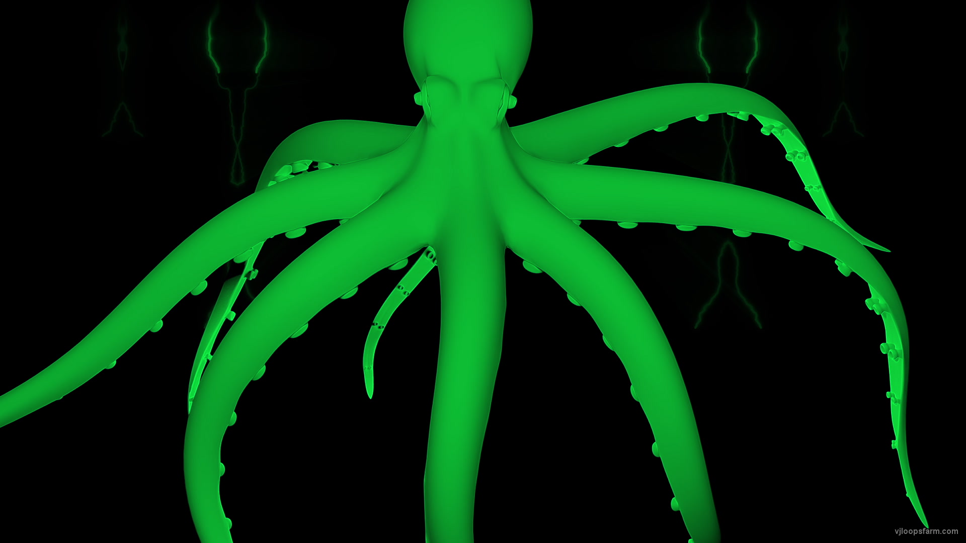 Green PSY Octopus CloseUp Full HD Video Art VJ Loop
